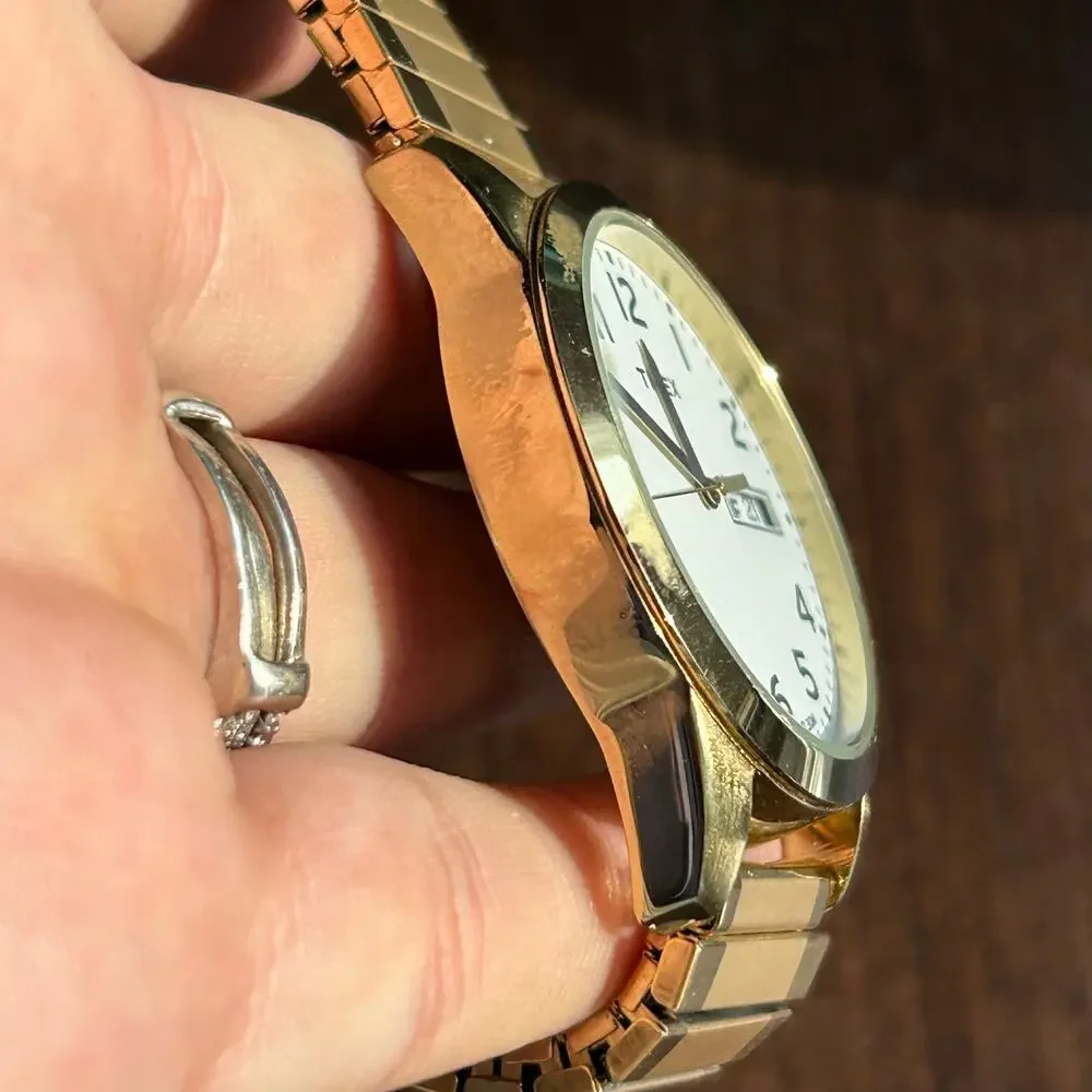 Timex Gold Tone Women's Watch with White Dial